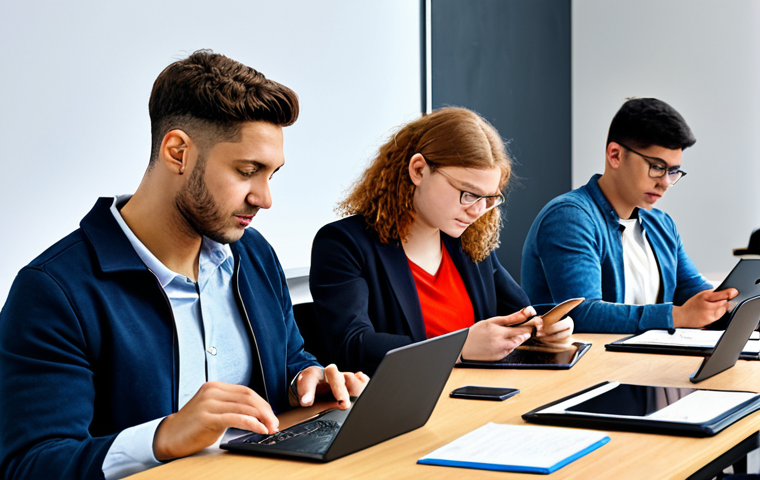 **

"A diverse group of students in a modern classroom setting, fully clothed in appropriate attire, some using tablets and laptops, others participating in a group discussion, safe for work, professional educational environment, perfect anatomy, correct proportions, natural pose, family-friendly learning atmosphere, well-formed hands, proper finger count, natural body proportions, high-quality rendering, digital art."

**